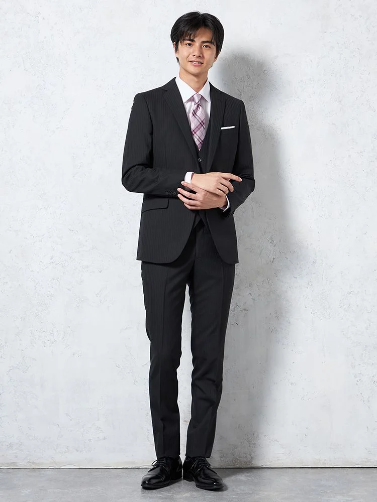 パンツウォッシャブル】スリーピーススーツ 2つボタン ウール混素材