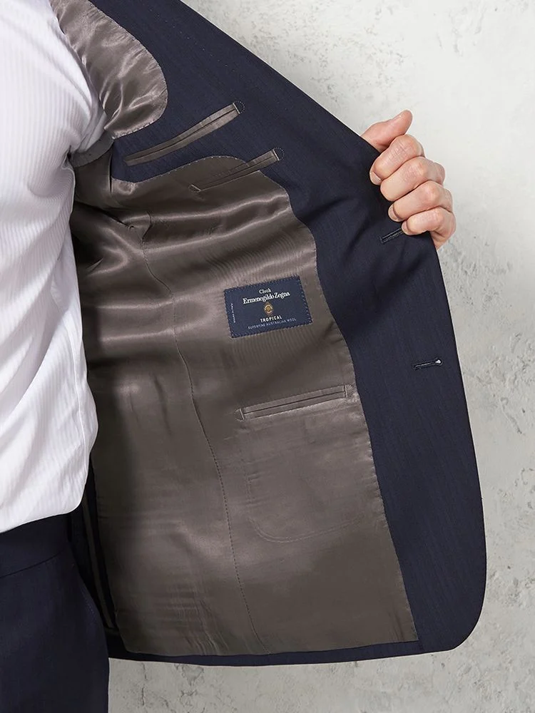 D．ブラウン 【ウール100％】スーツ 2つボタン Zegna生地 裏地