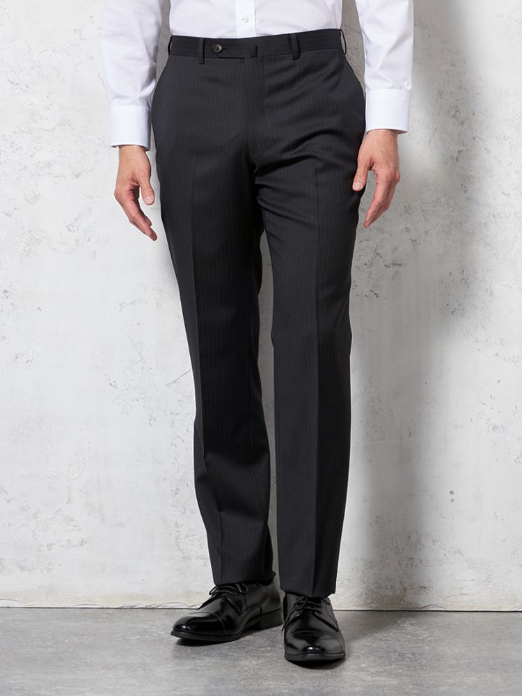 ウール混】スーツ 2つボタン 尾州生地 ブラック ストライプ