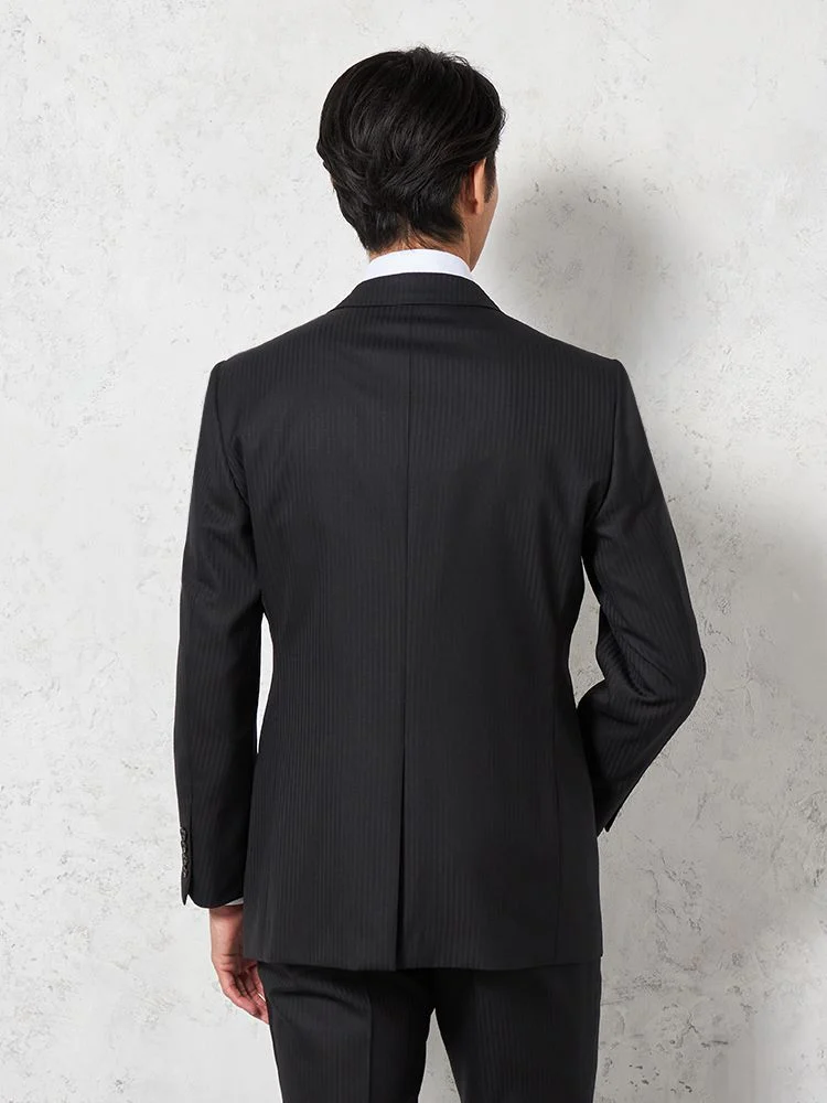 ブラック 【ウール100%】スーツ 2つボタン 英国製素材【JOHN FOSTER