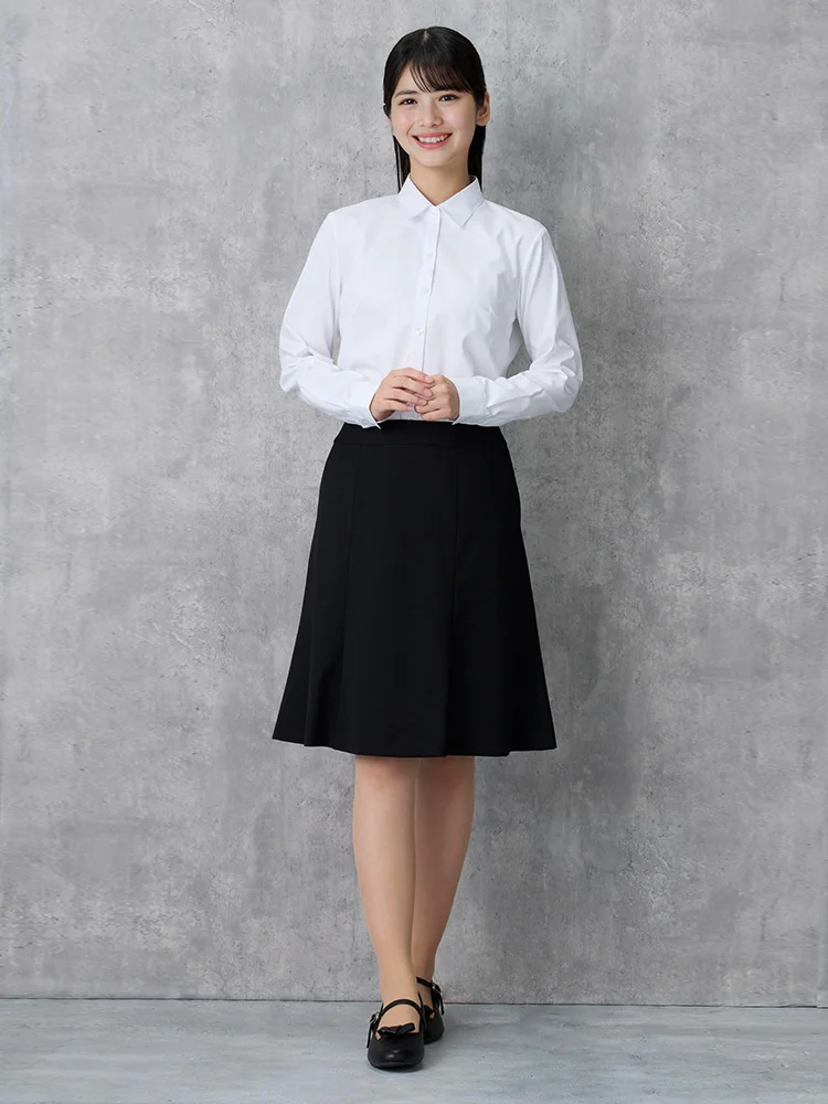 ウォッシャブル】フレアスカート 黒無地 ビエラスティコ 無地 ViVi