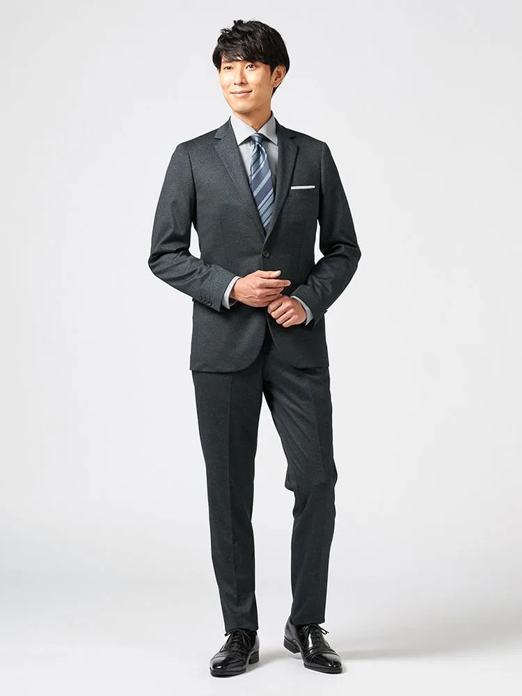 C．グレー 【Cassette Cross】スーツ 2つボタン 上下ウォッシャブル