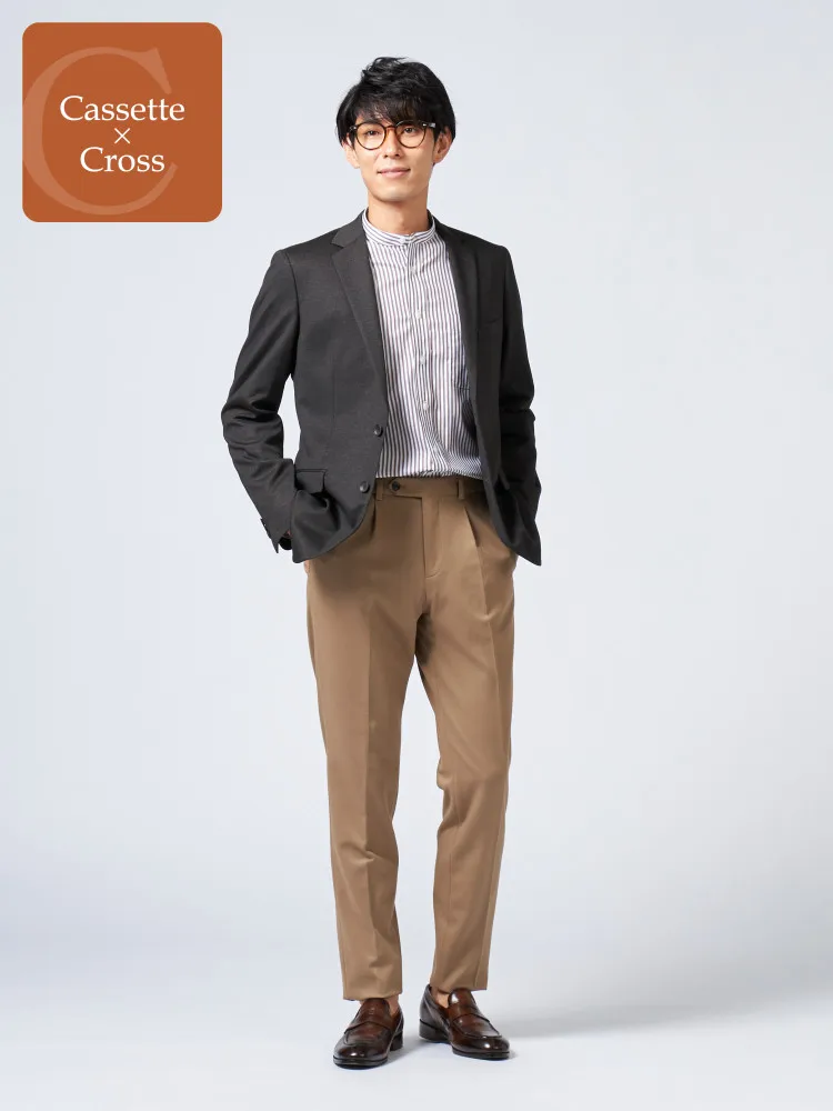 Cassette Cross】スーツ 2つボタン 上下ウォッシャブル ニット素材