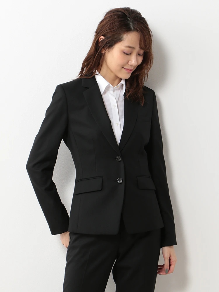 ウォッシャブル】ジャケット 2つボタン ストレッチ SOFFICE ブラック