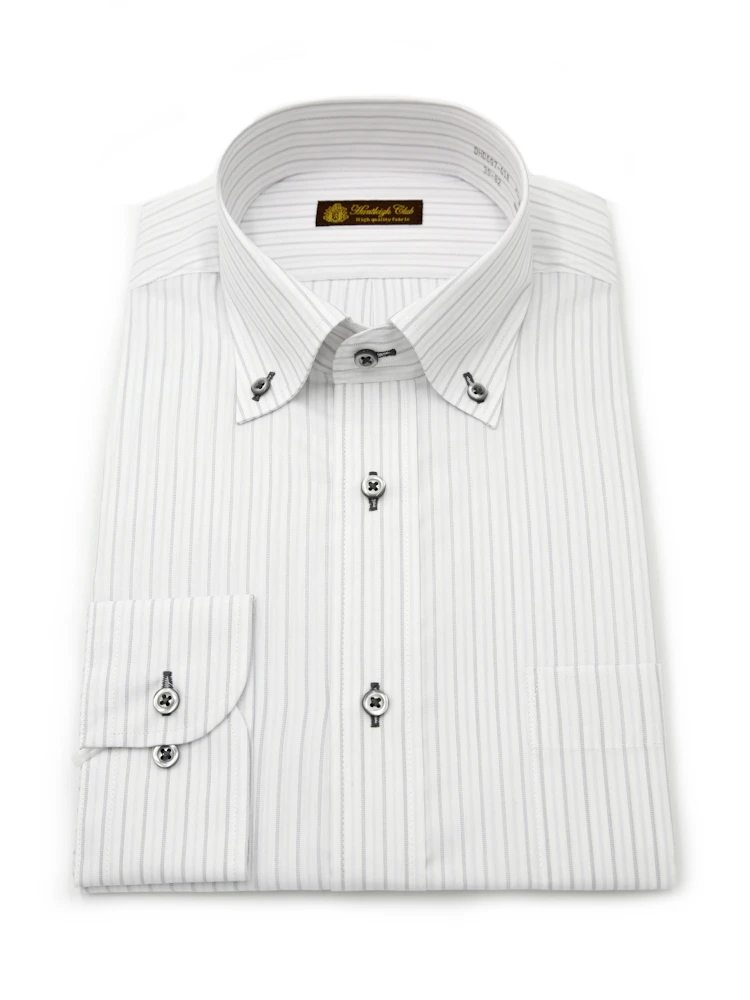 オフホワイト 【形態安定】長袖 ワイシャツ ボタンダウン イージーケア