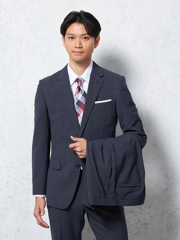 ブラック 【上下ウォッシャブル】スーツ 2つボタン ツーパンツ