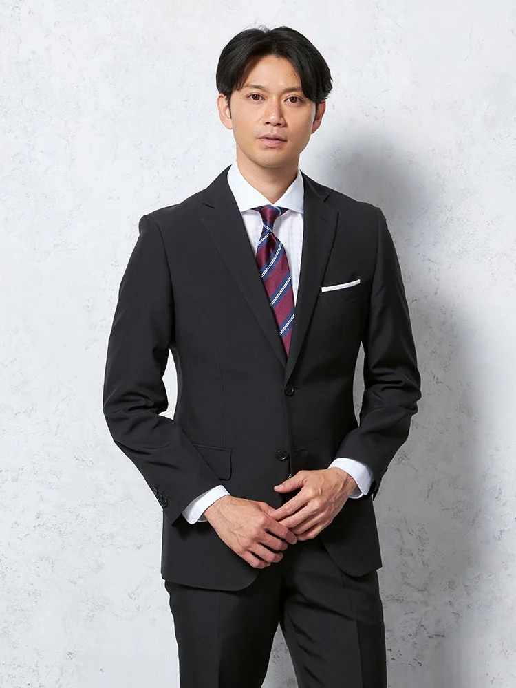 ブラック 【上下ウォッシャブル】スーツ 2つボタン イージーケア