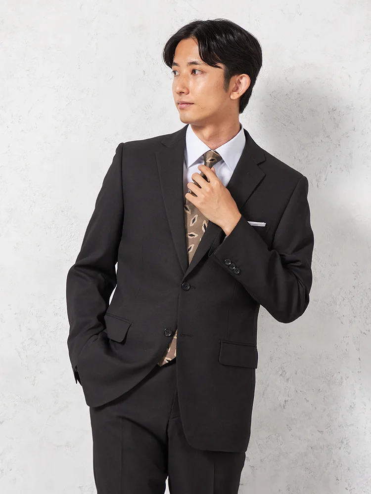 ブラック 【上下ウォッシャブル】スーツ 2つボタン ノータック