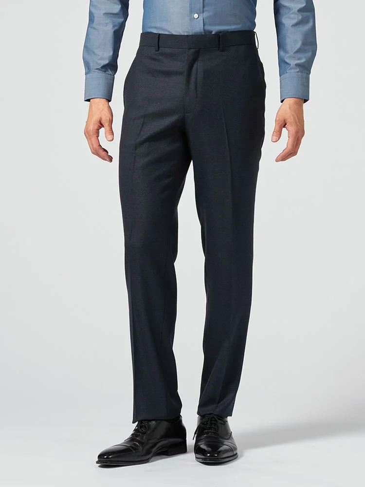 ネイビー 【制菌加工裏地】パンツ ノータック スラックス グレン