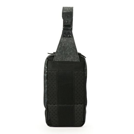 DOUBLES BLACK ボディバッグ 綿MIX×ナイロン×牛革 JEW-3066