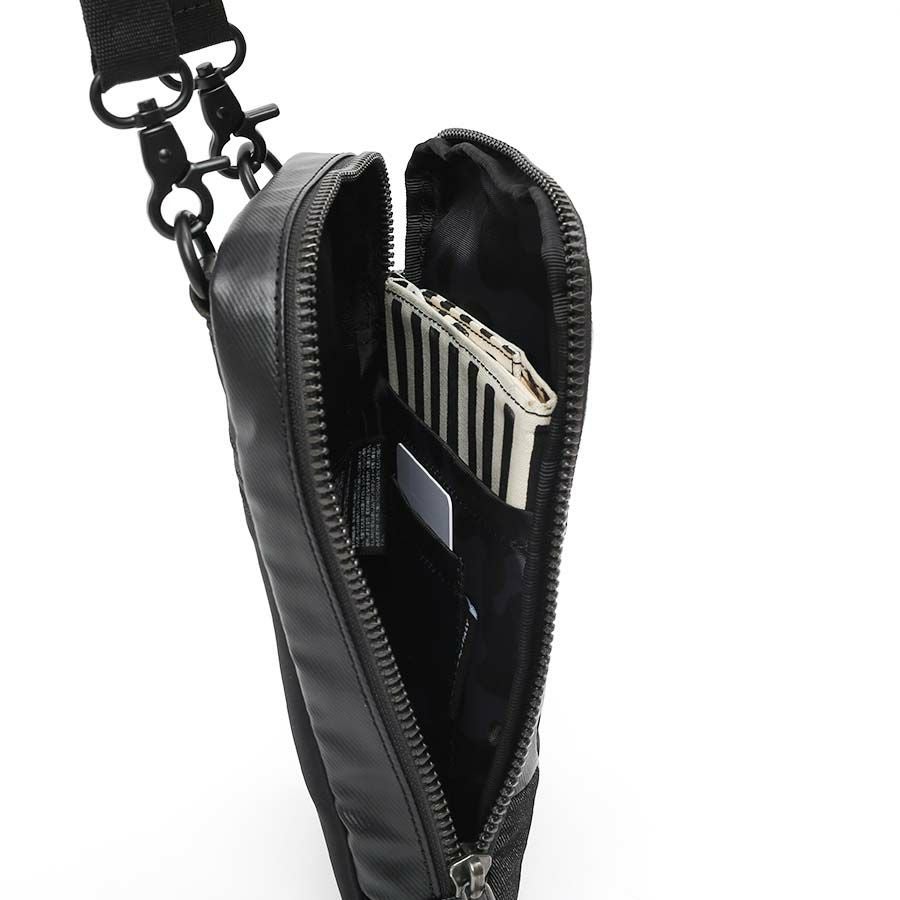 公式】 DOUBLES BLACK スマホポケット付きショルダー 綿MIX×ナイロン