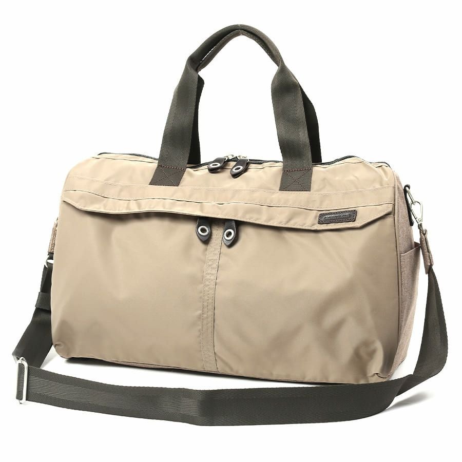 公式】 MOUSTACHE トラベルボストンバッグ(S) ナイロンツイルx杢調