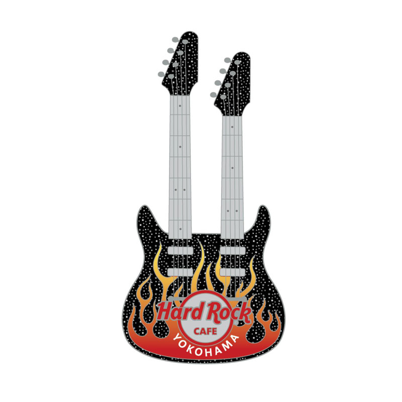 Flaming W Neck Guitar Pin : YOKOHAMA | Hard Rock Cafe Japan
