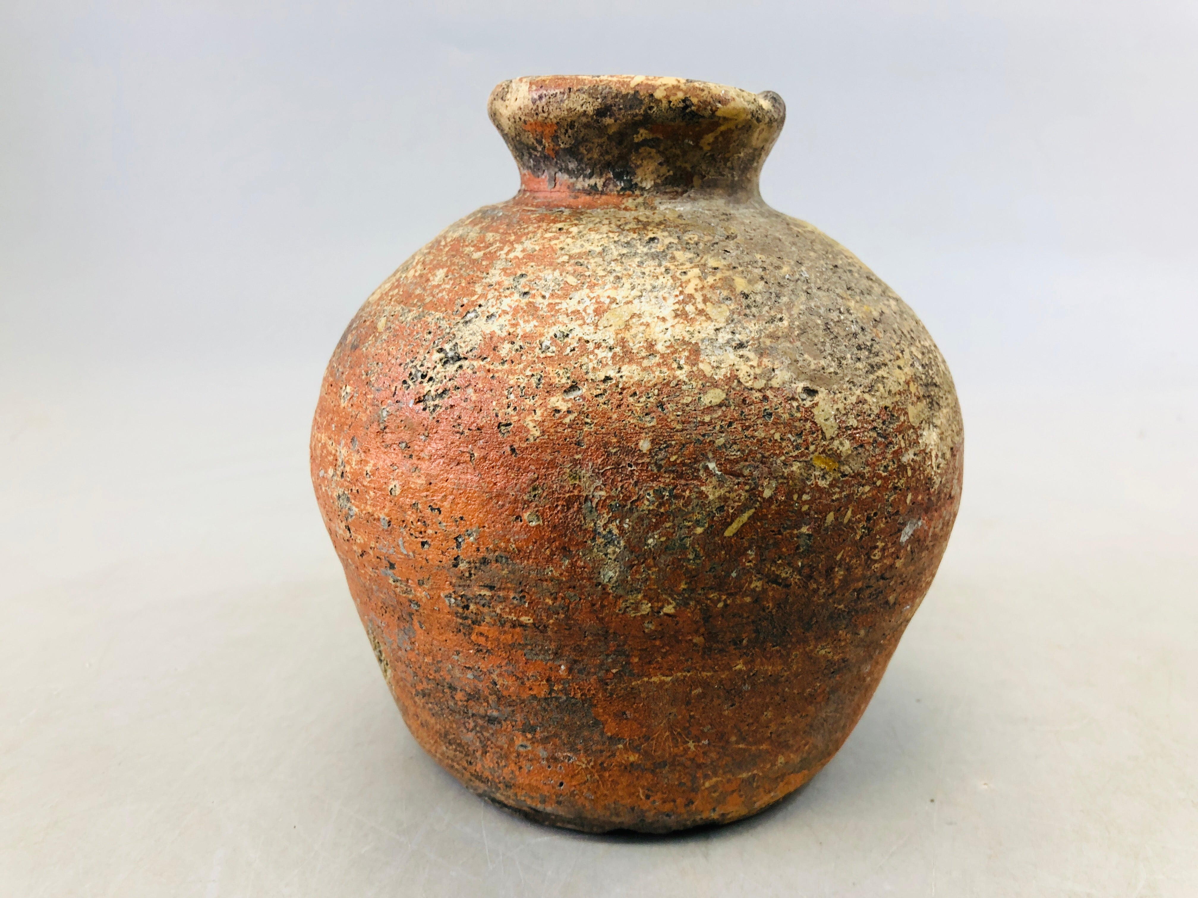 Y6852 [VIDEO] VASE Shigaraki-ware box Japan antique pot ikebana