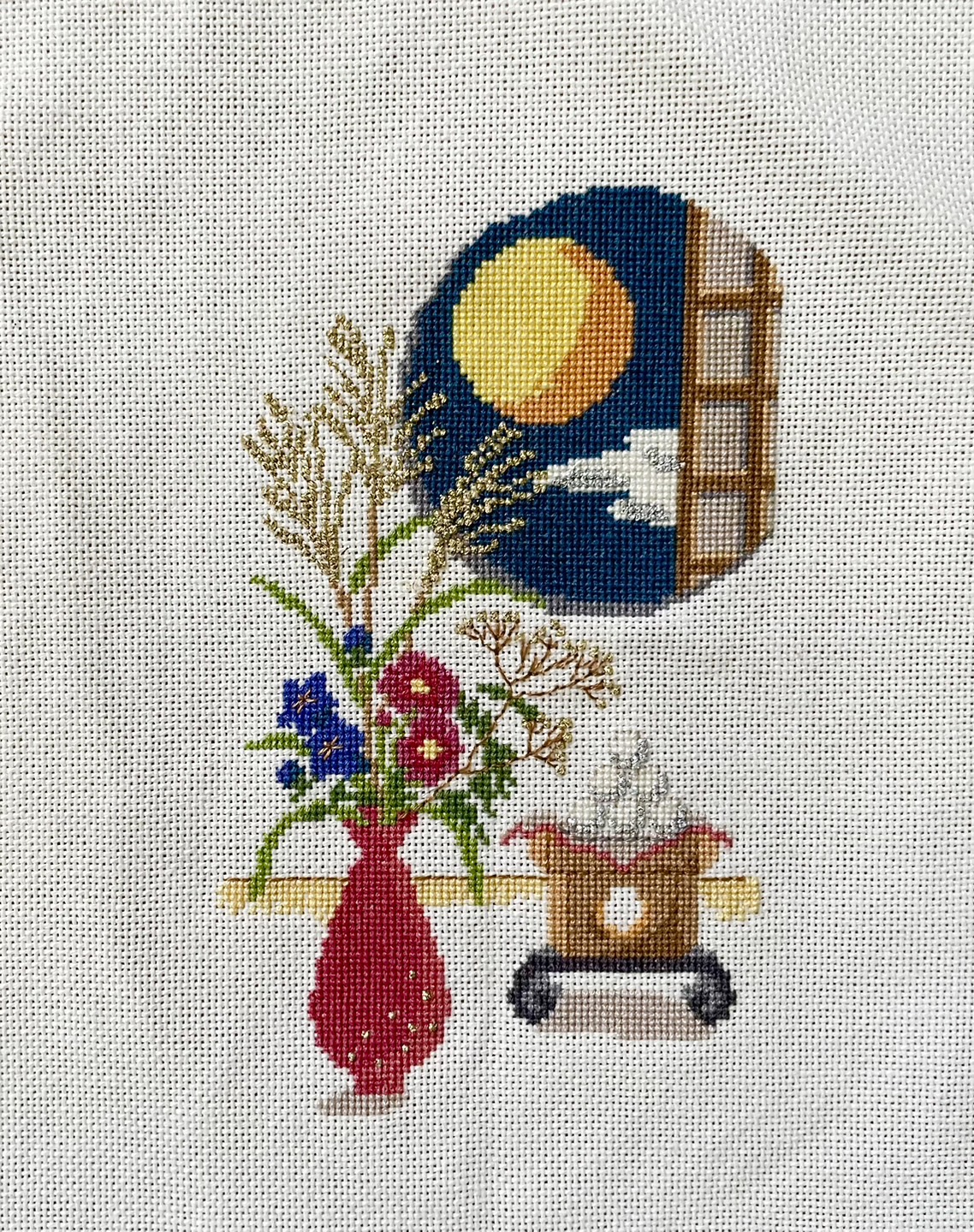 おつきみ飾り｜クロスステッチフレーム | 針と糸.fun