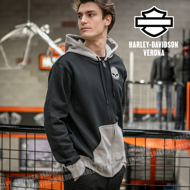 Harley-Davidson® Willie G Skull Colorblock Zip Up Hoodie | 96360-25VM