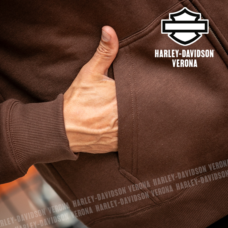 Felpa zippata con cappuccio Harley-Davidson® Plaid Lined - Coffee