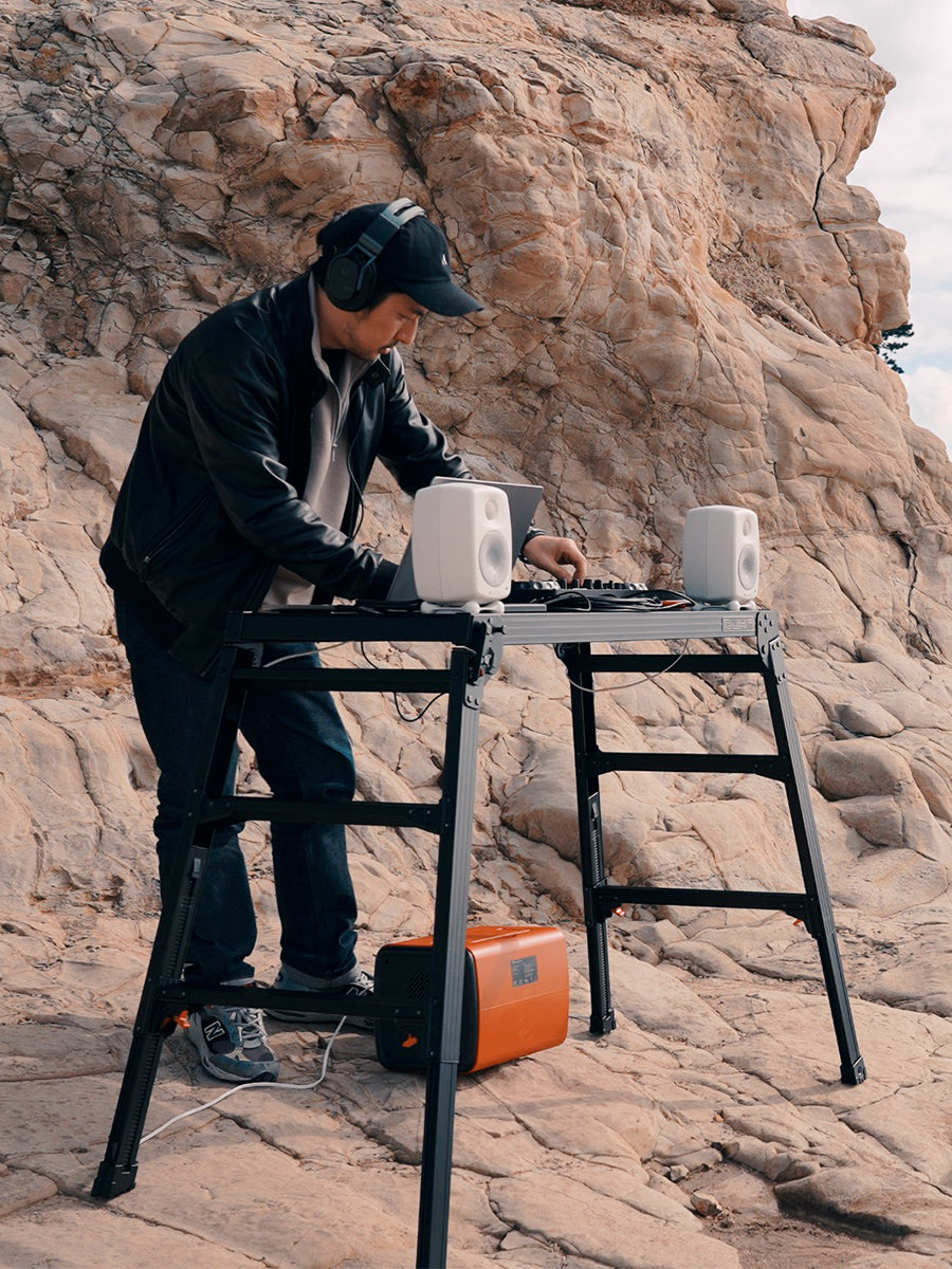 公式】長谷川工業 ポータブル DJテーブル DJH-100 脚部伸縮 簡単設置で