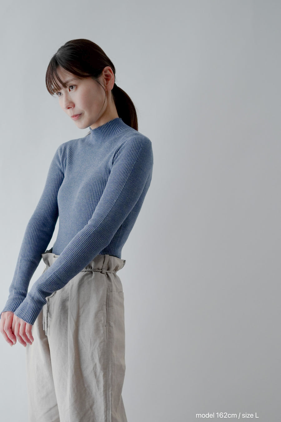 温かいシルクのリブニット/ハイネック/インナー/koharu シルクリブ