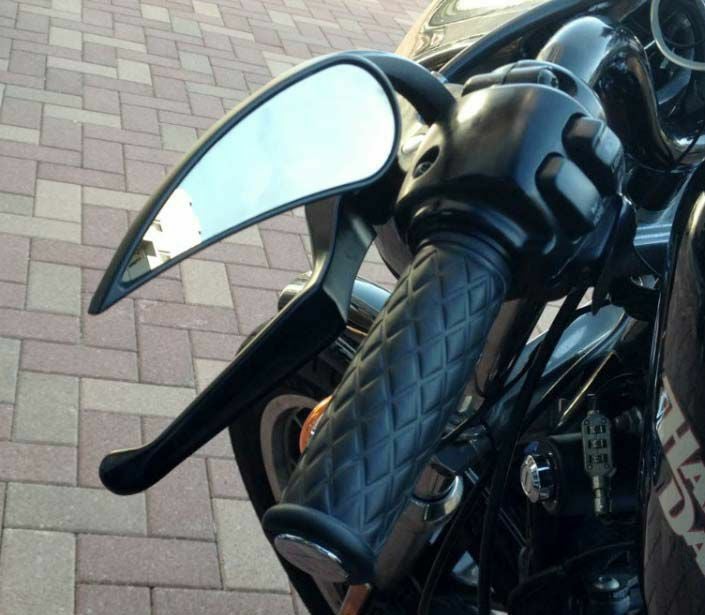 アレンネス ミニオーバル・ミラー ブラック 左 |ハーレーパーツ専門店