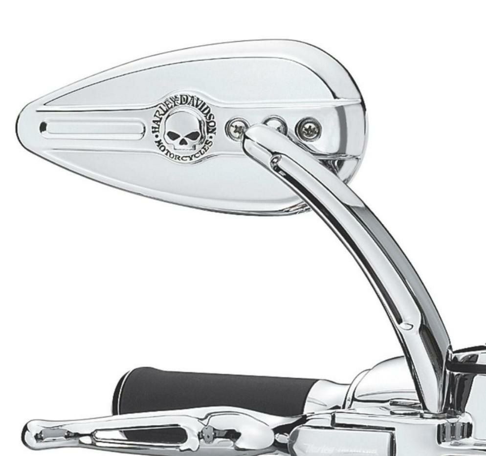 Willie G スカル・ティアドロップミラー (クローム) 【スポーツスター