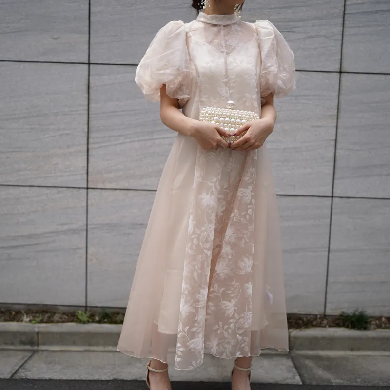 Acka.（エーシーケーエー）puffy sheer flower dress（ベージュ/2