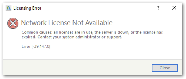 オートデスク製品を起動すると「ネットワーク ライセンスが使用
