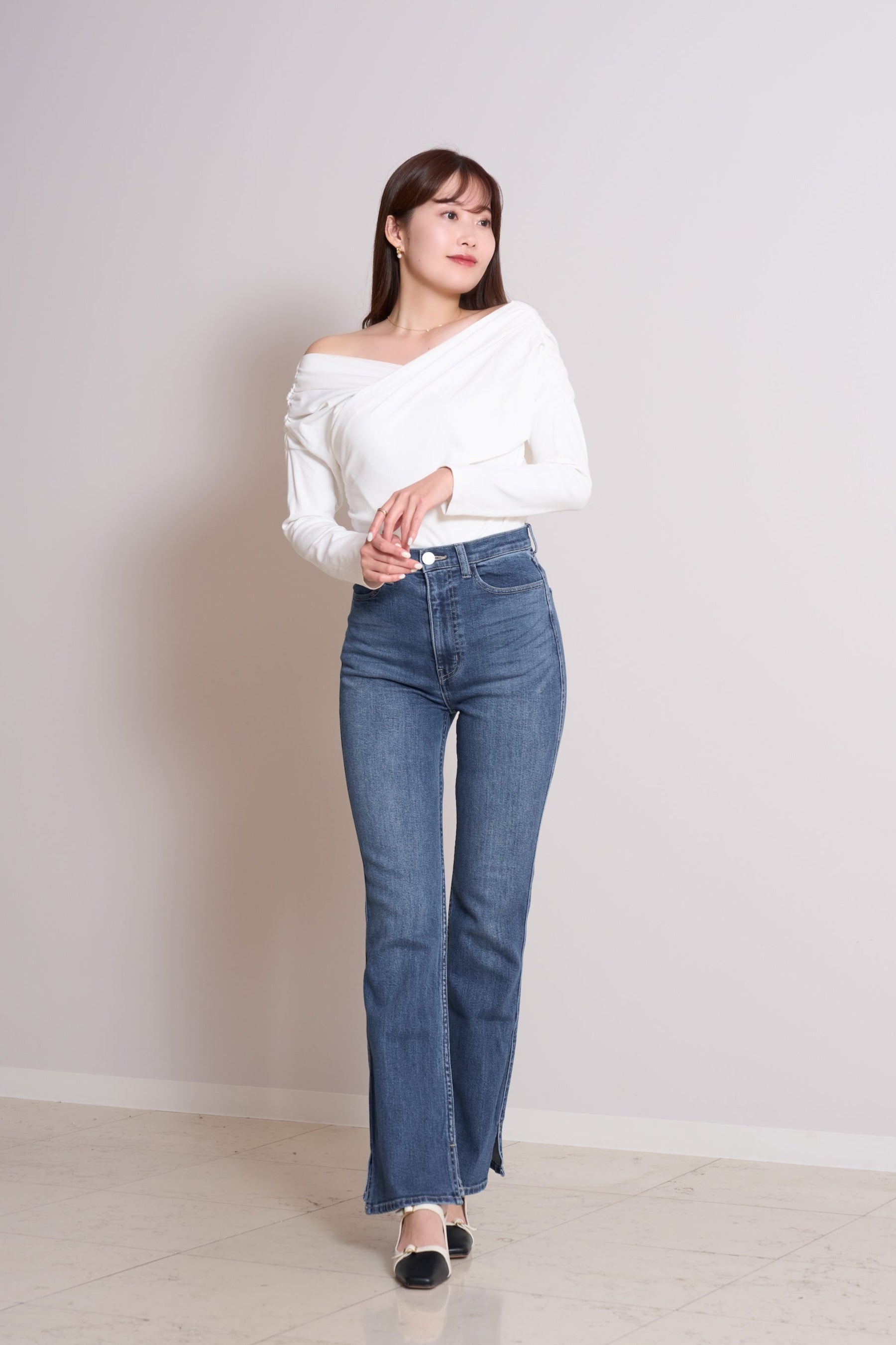 light blue / blue】New York High-Waisted Jeans