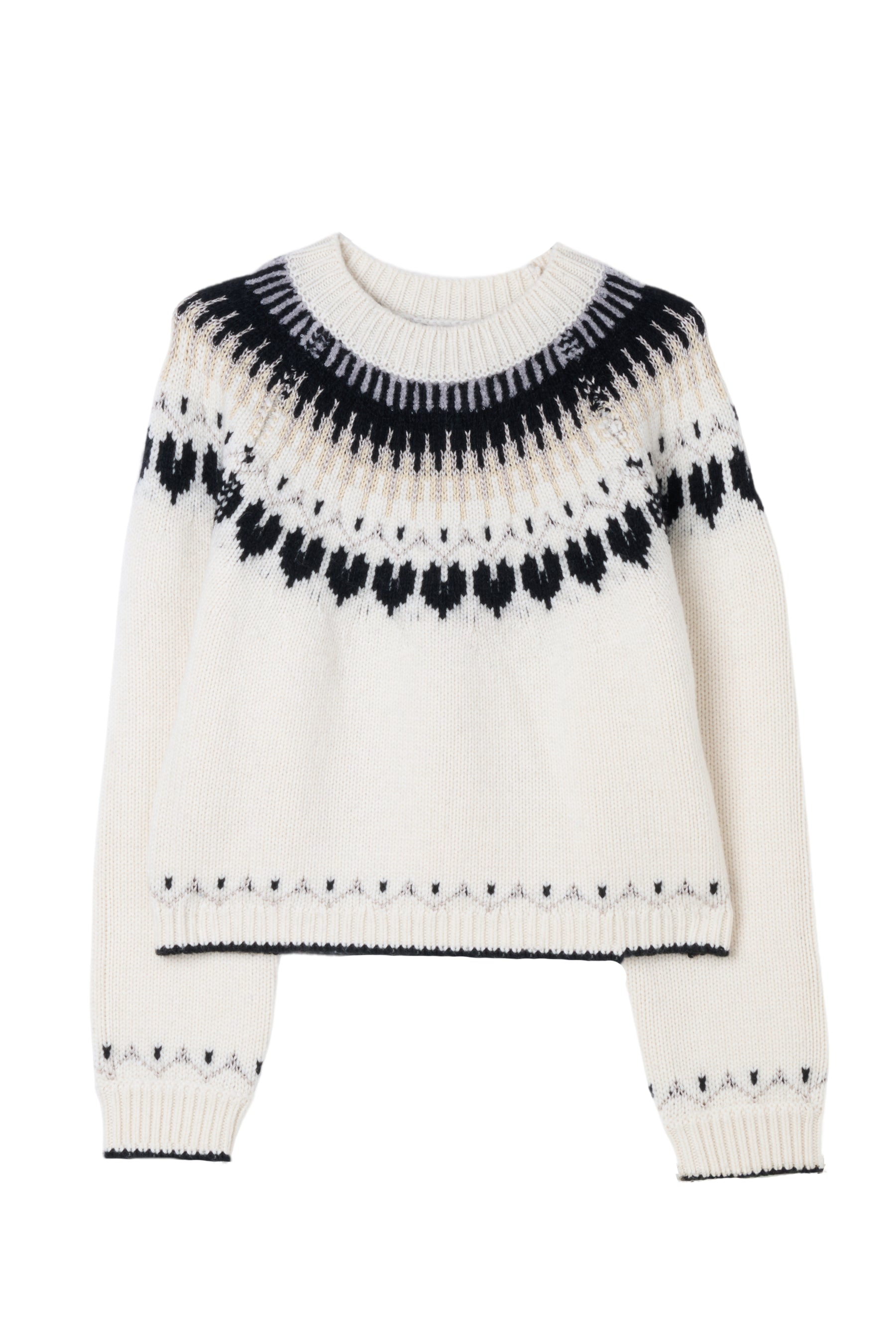 black / espresso / vanilla / light gray】Heart Fair Isle Knit Pullover