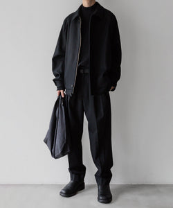 stein / シュタイン】OVERSIZED MELTON HARRINGTON ZIP JACKET - BLACK
