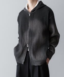 ssstein / シュタイン】DISCOLORATION RIB KNIT ZIP HOODIE - GREY