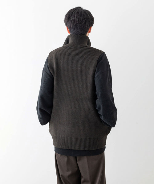 stein / シュタイン】OVERSIZED DRIVERS KNIT ZIP VEST - MILITARY