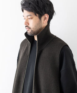 stein / シュタイン】OVERSIZED DRIVERS KNIT ZIP VEST - MILITARY