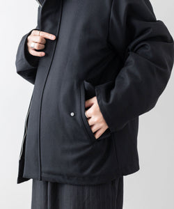 stein / シュタイン】MELTON STAND COLLAR ZIP SHORT JACKET - BLACK