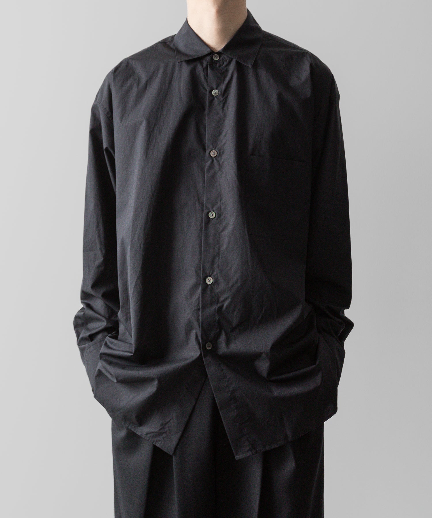 ssstein / シュタイン】OVERSIZED DOWN PAT SHIRT - DARK CHARCOAL