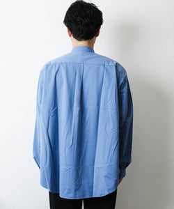 KANEMASA】ROYAL OX DRESS KNIT SHIRT STAND COLLAR LOOSE FIT - BLUE