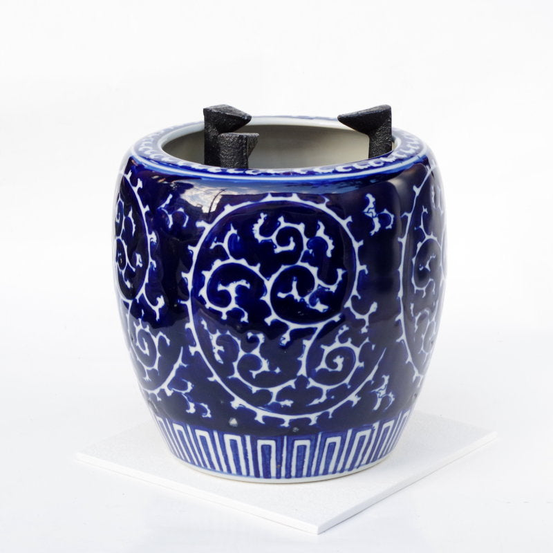 新品 手あぶり火鉢（深底）セット 藍底蛸 – 【火鉢専門通販ショップ