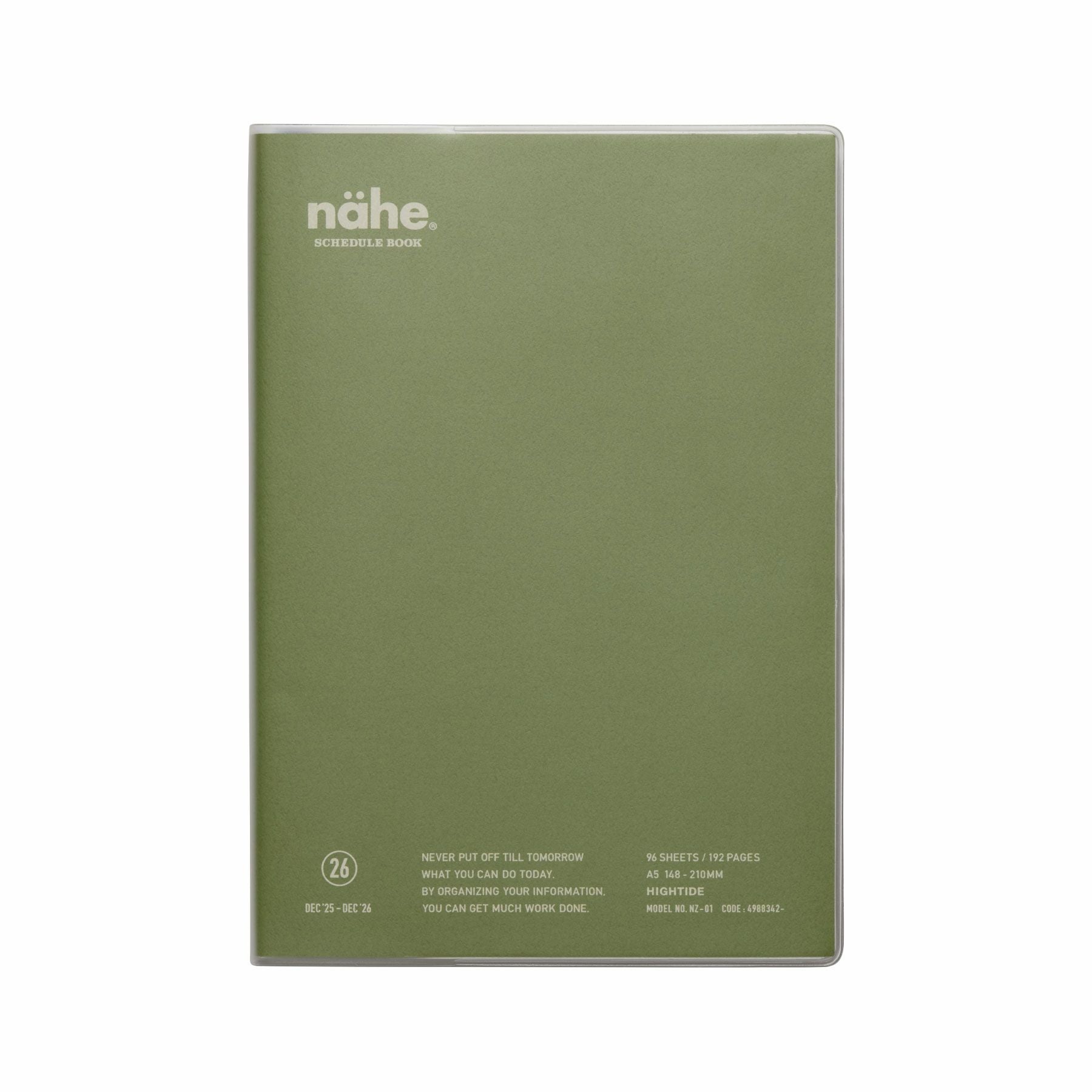 手帳 2026 ネーエ / A5 週間バーチカル / 2025年12月始まり | HIGHTIDE