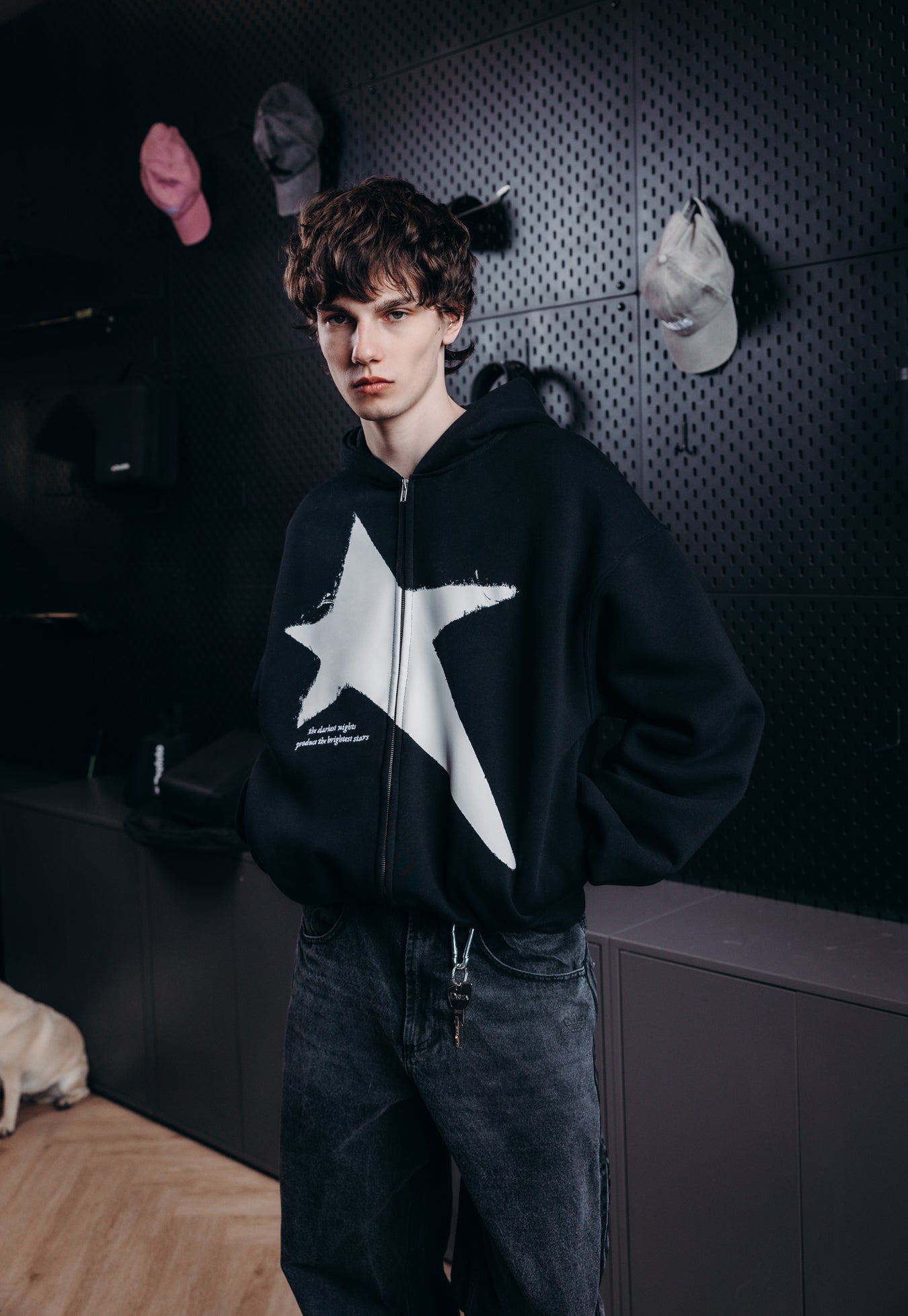 STAR ZIP HOODIE (black) - hills®