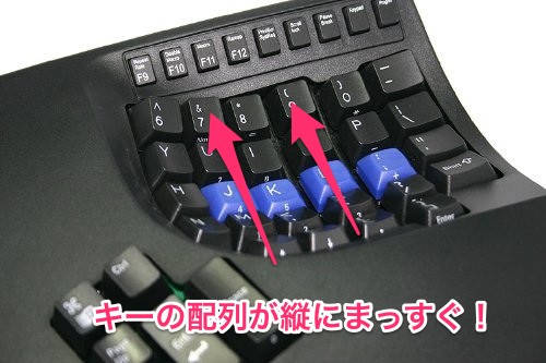 タッチタイプ矯正器として最適な指と最小の運指を要求するKINESIS