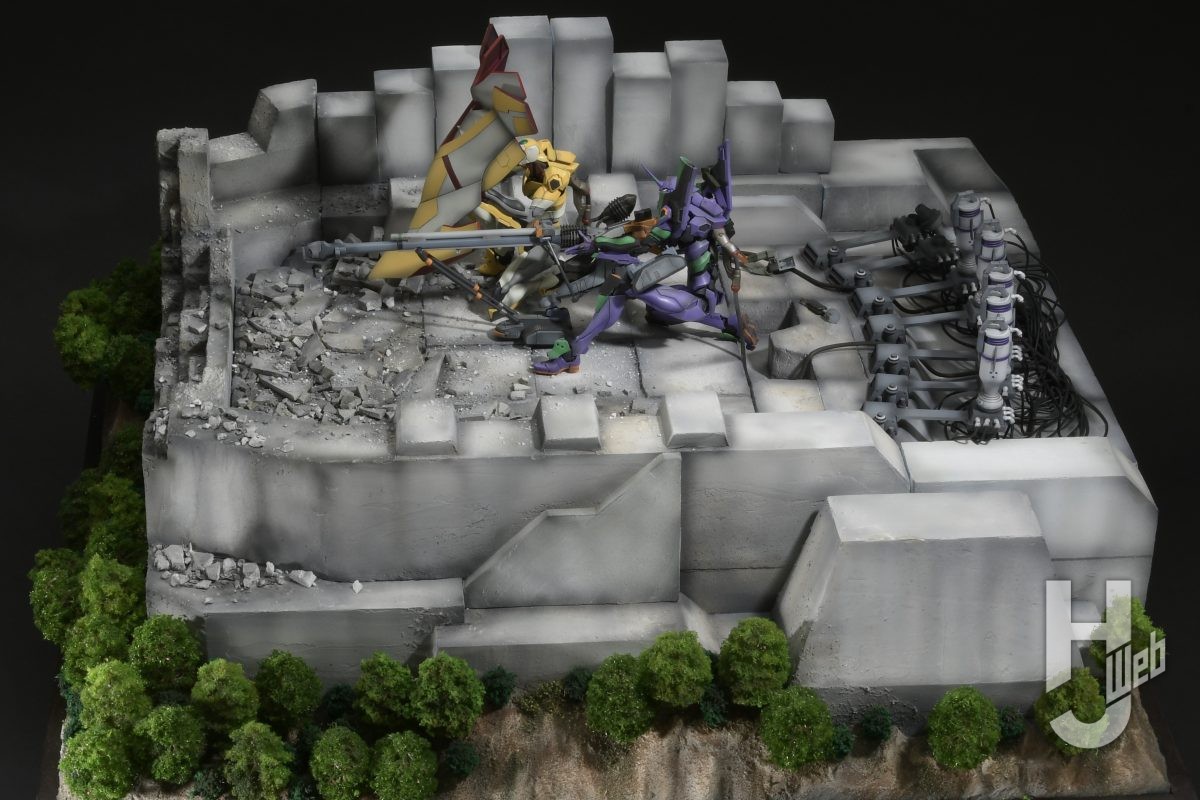 RG エヴァ試作零号機＆初号機を使ったディオラマでヤシマ作戦を再現