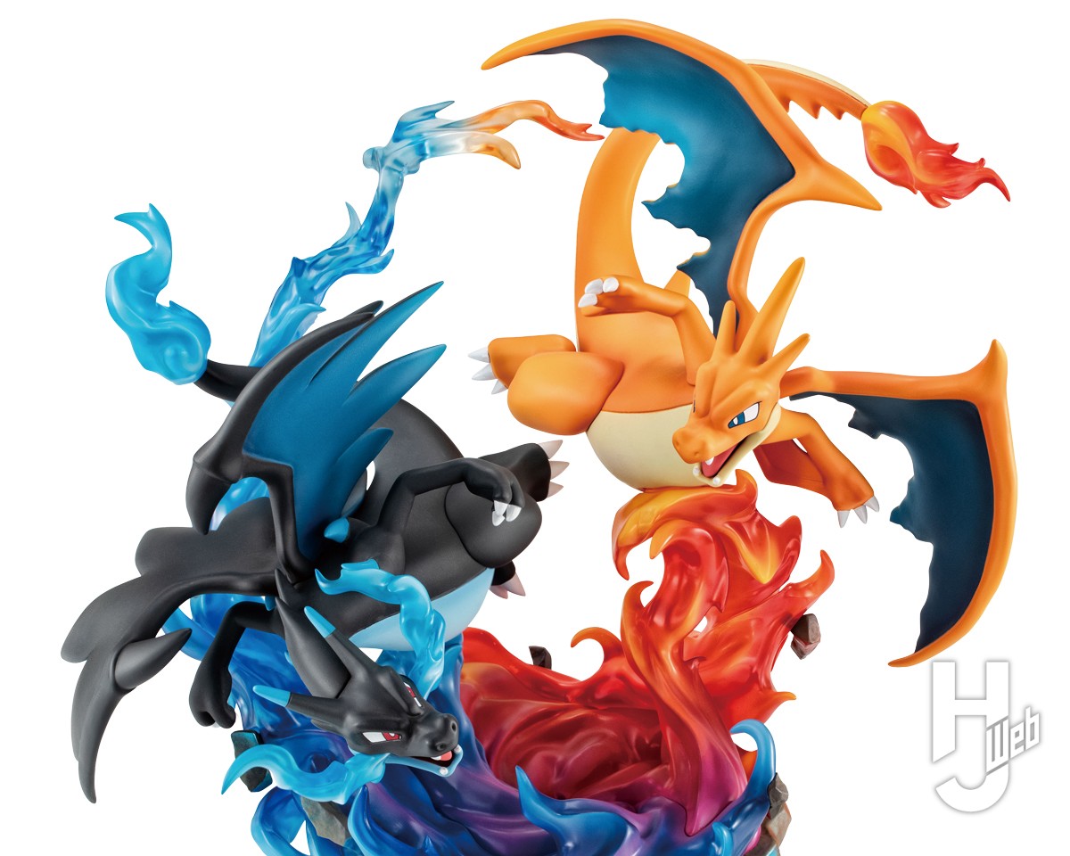 今月受注開始の「メガリザードンX & メガリザードンY」のフィギュアを