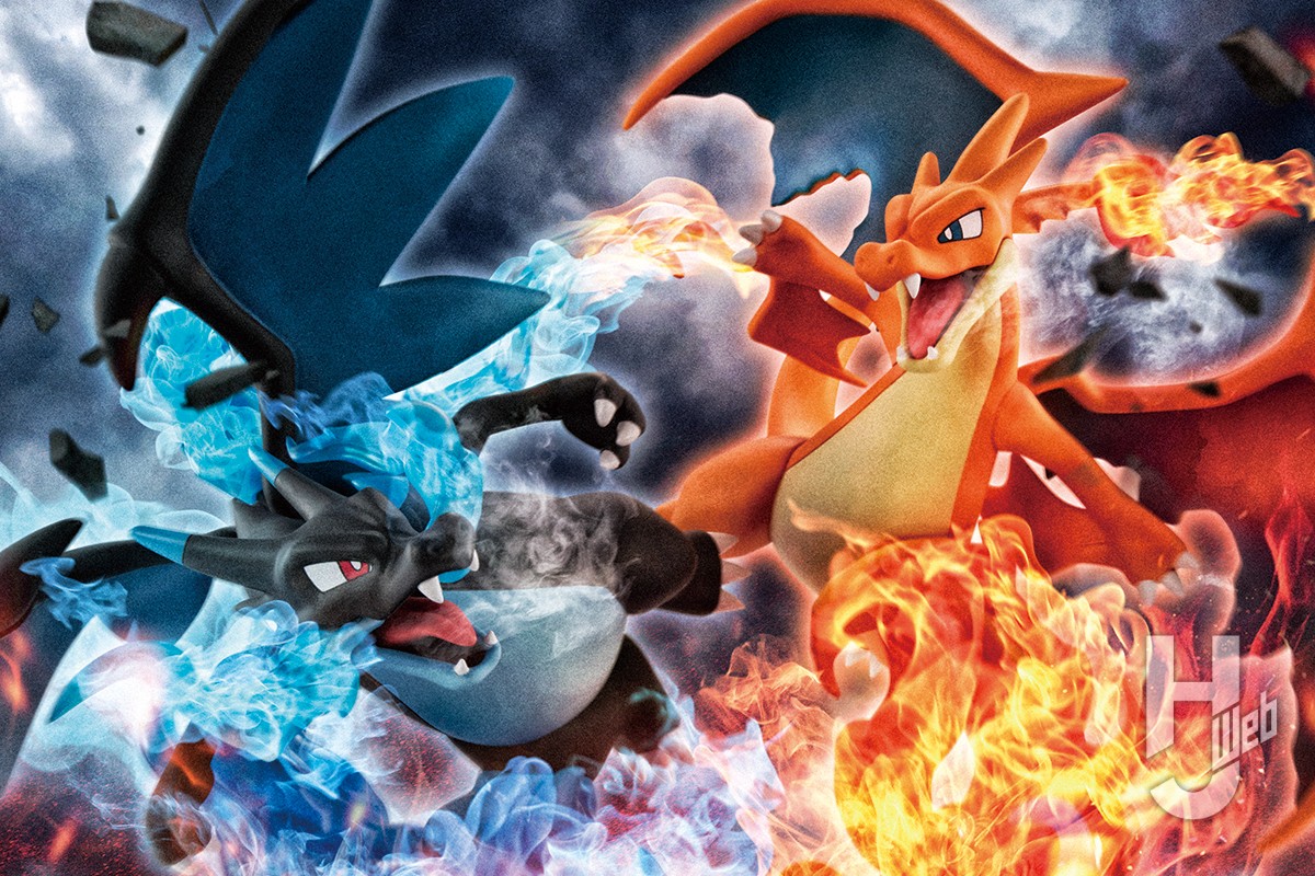 今月受注開始の「メガリザードンX & メガリザードンY」のフィギュアを