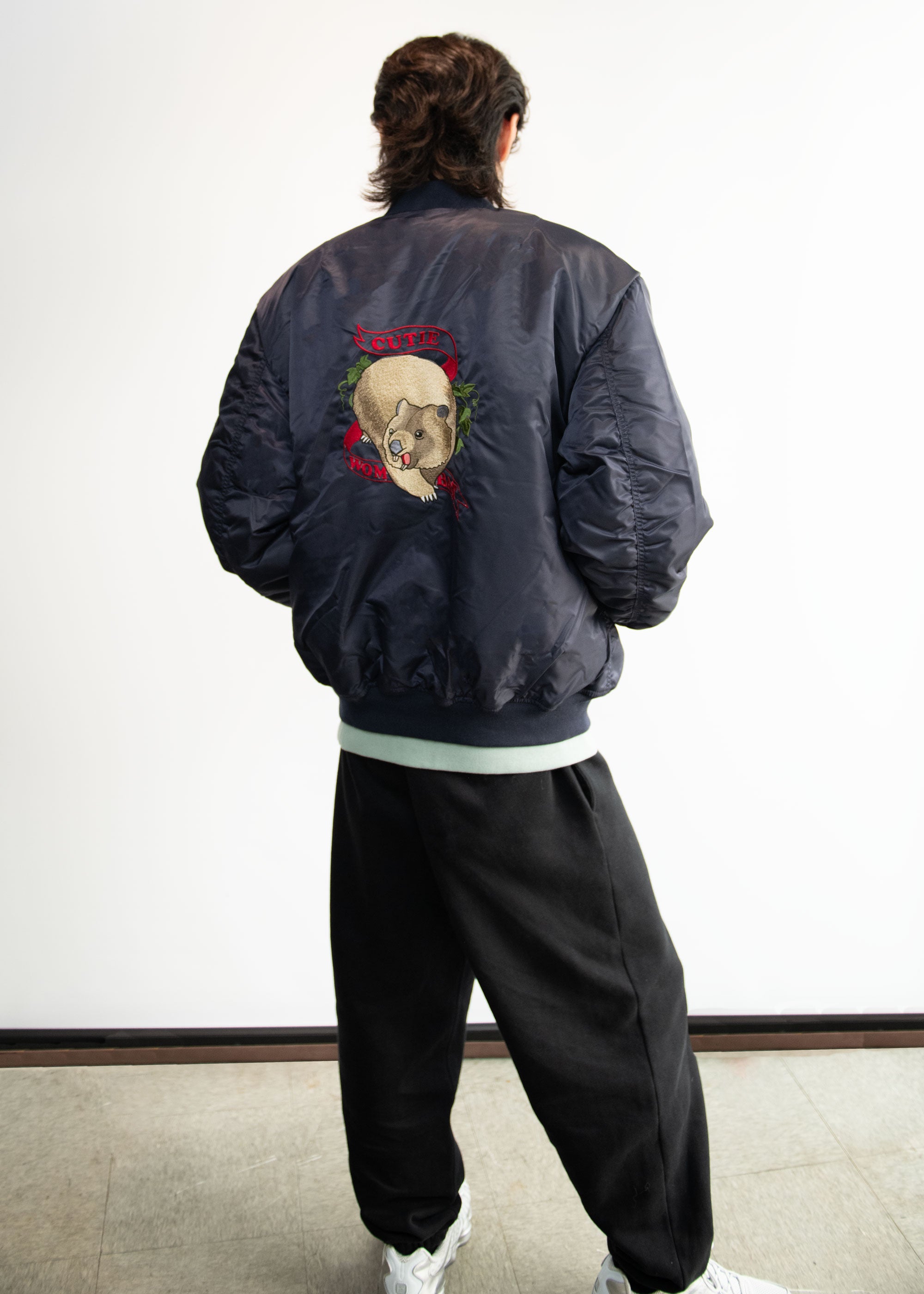 CUTIE WOMBAT ウォンバット 大型 刺繍 MA-1 中綿ジャケット Nook Nook