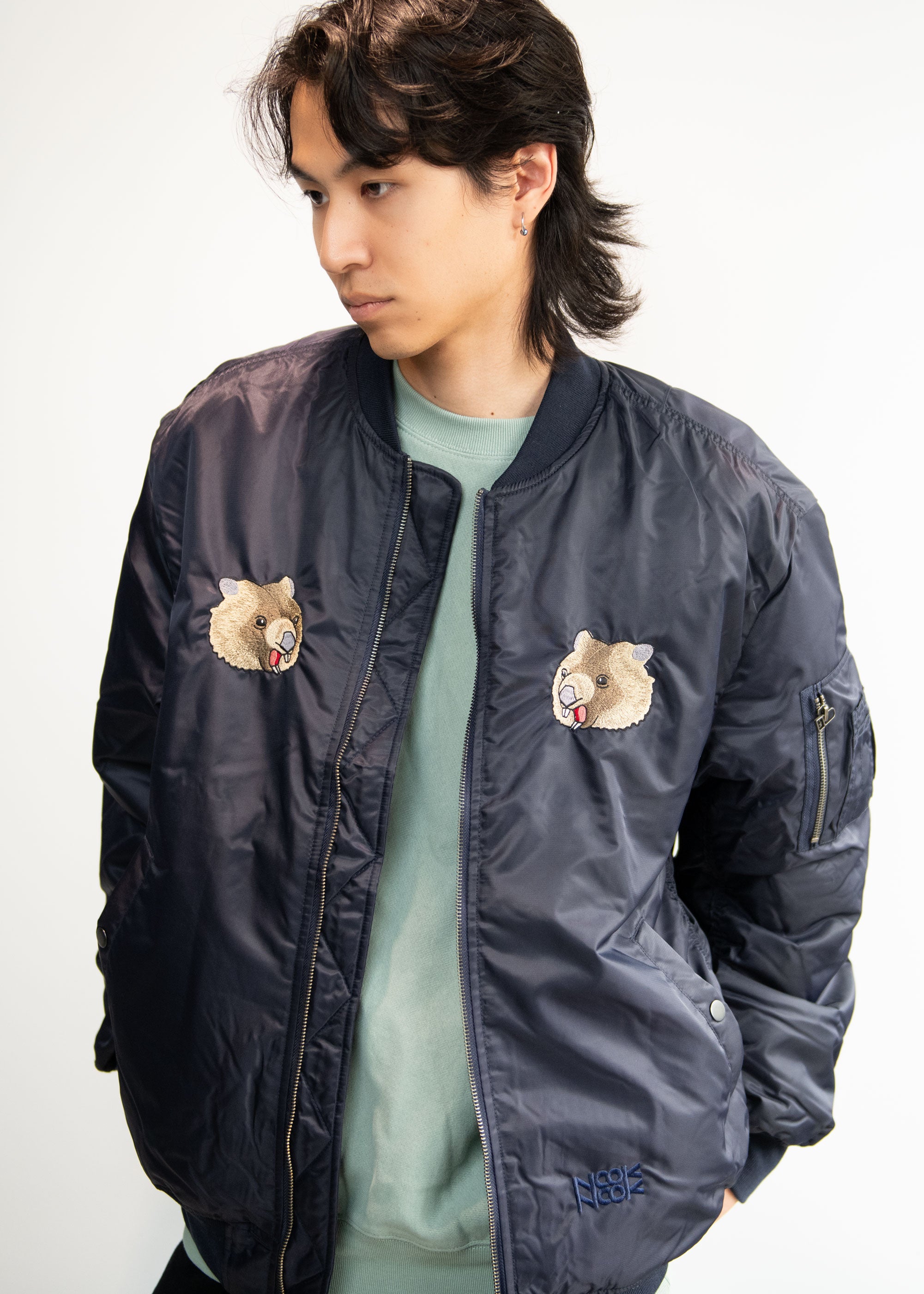 CUTIE WOMBAT ウォンバット 大型 刺繍 MA-1 中綿ジャケット Nook Nook