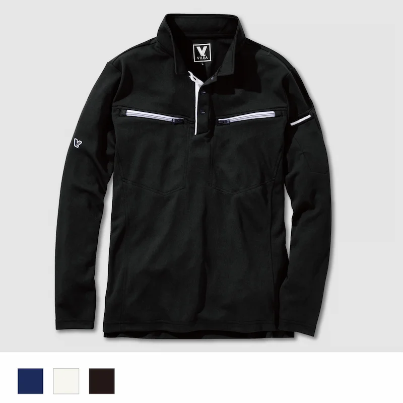 601ミニ衿長袖ポロシャツ - HOOH VILEA 作業着と電動ファン付き快適