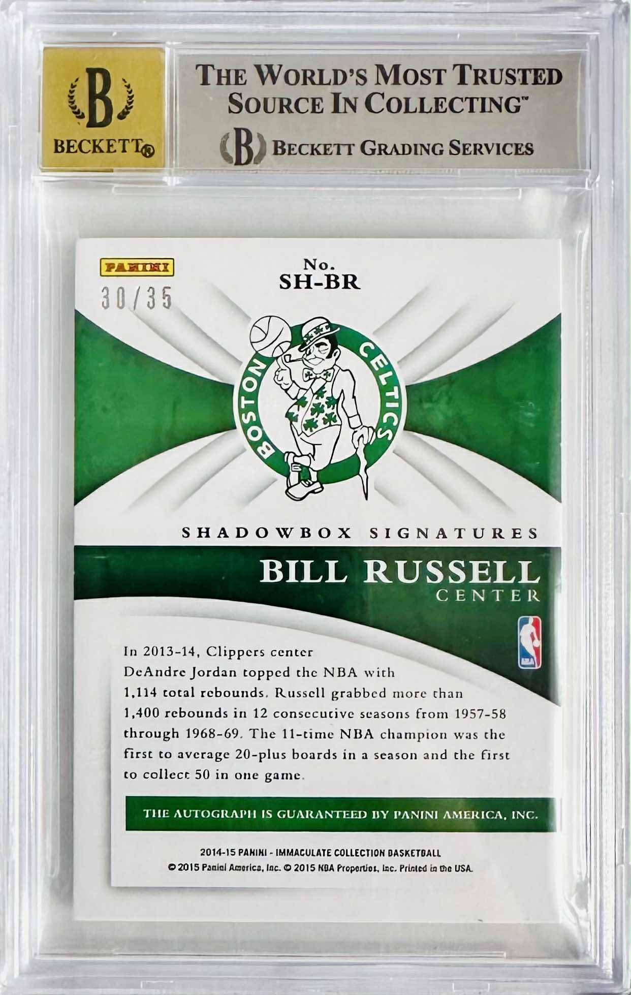Bill Russell – Karta NBA z Autografem /35 BGS 8.5+ / Auto 10 / POP