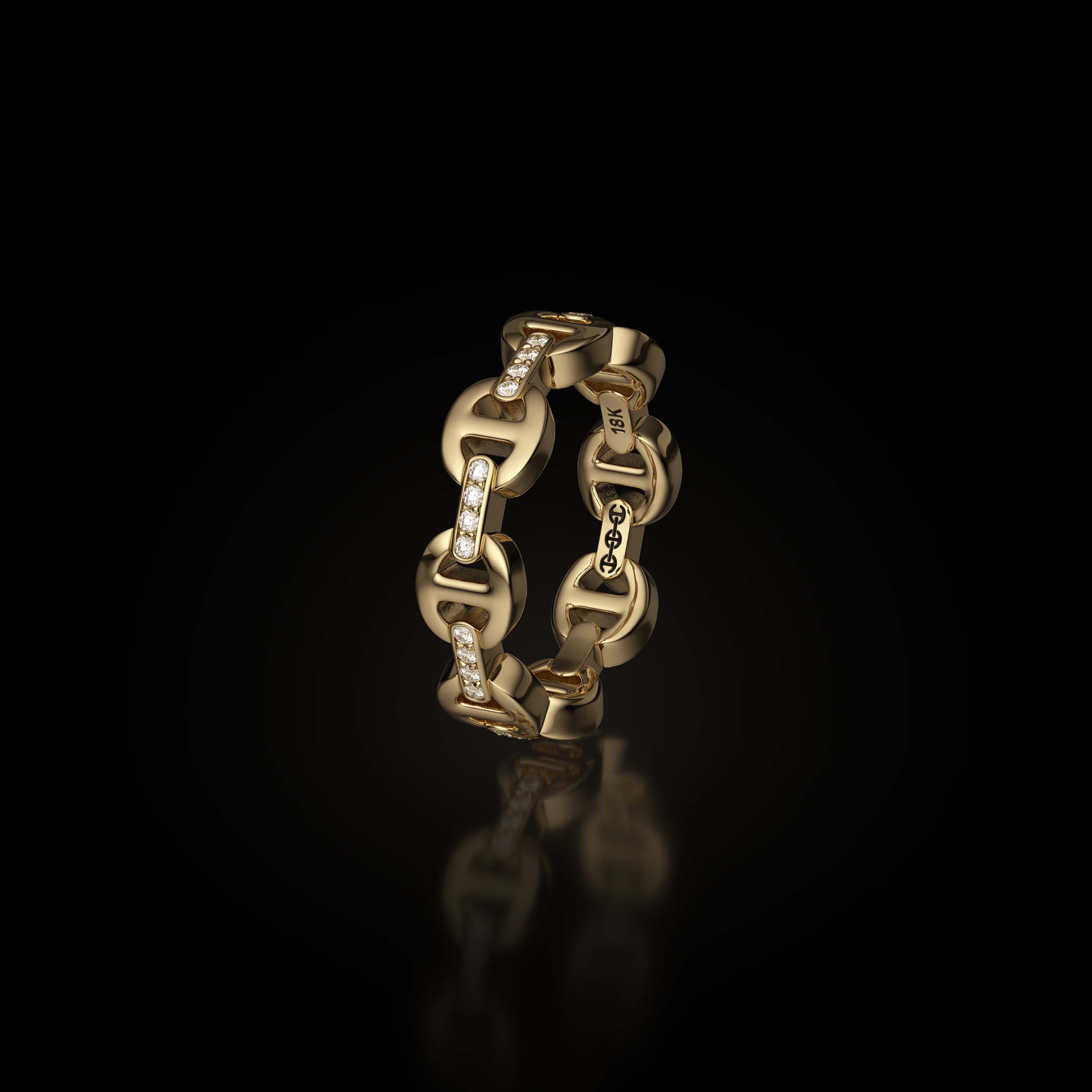 Dame Tri-Link with Diamond Bridges in 18K Gold | HOORSENBUHS®