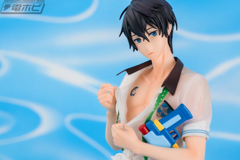 Free!-Eternal Summer-』七瀬遙が水に濡れたシャツをはだけさせた姿で