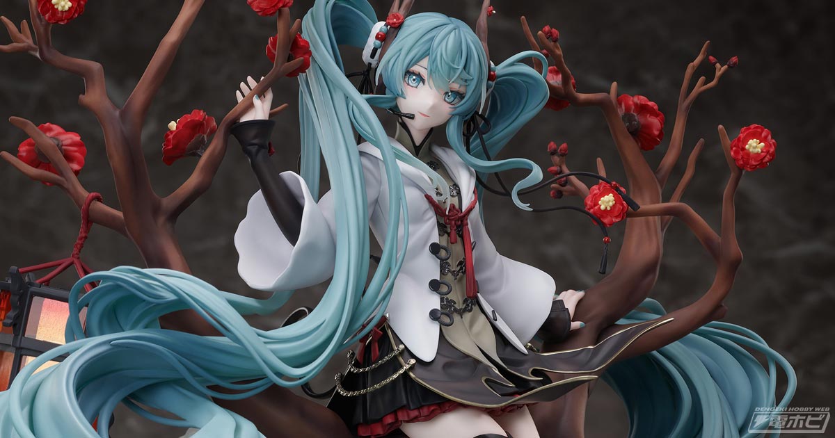 桃の木に優雅に腰掛ける姿が美しい！2022年の春節を祝う初音ミクが